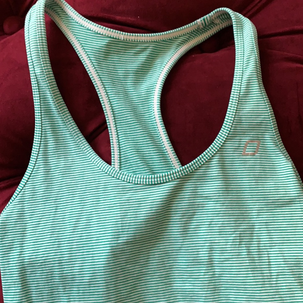Green striped Lorna Jane workout tank top